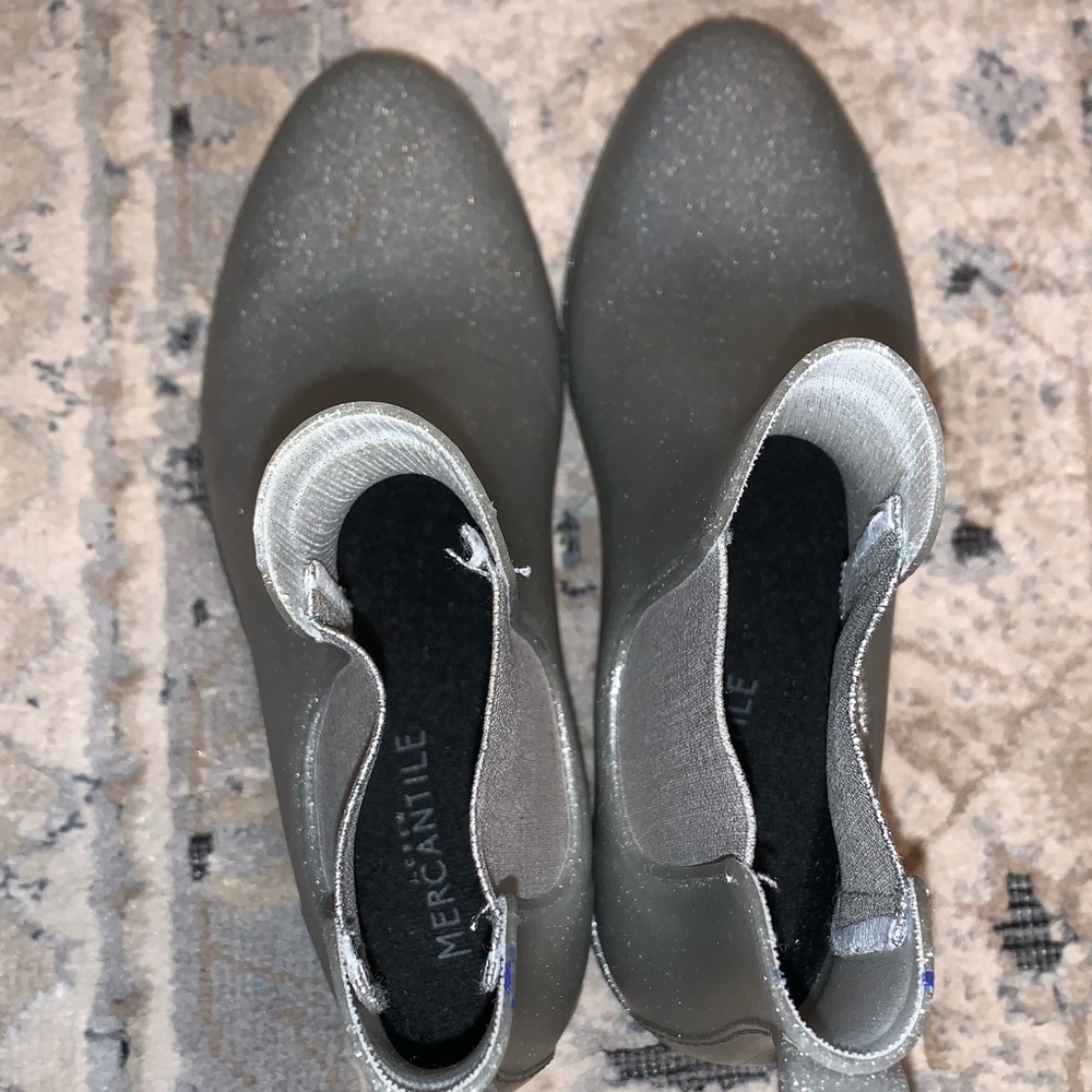 J.CREW women’s silver ankle rain BOOTS SIZE 7 - Picture 3 of 9